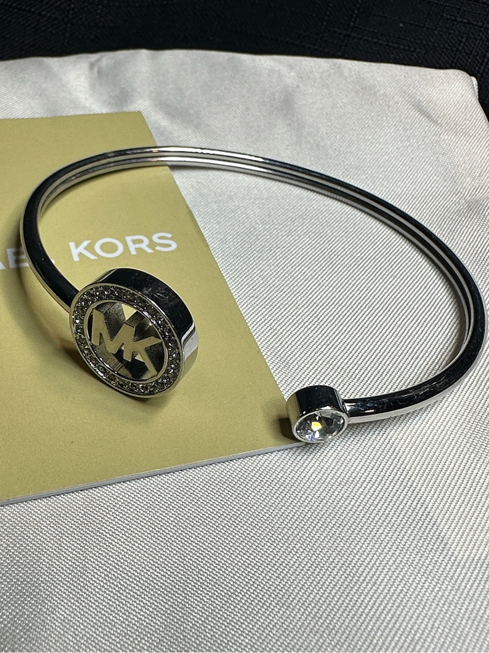 Michael Kors cuff bracelet Silver Crystal-Accented Hinged pave diamonds